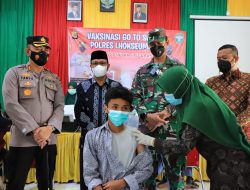 Kapolres Lhokseumawe Bersama Dandim 0103 Aceh Utara Kunjungi Vaksinasi Pelajar